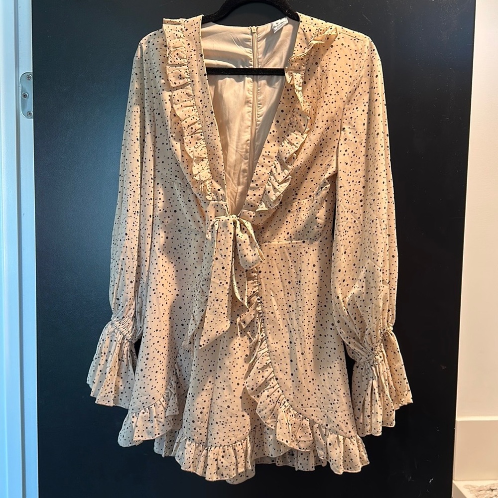 Cream polka dot romper